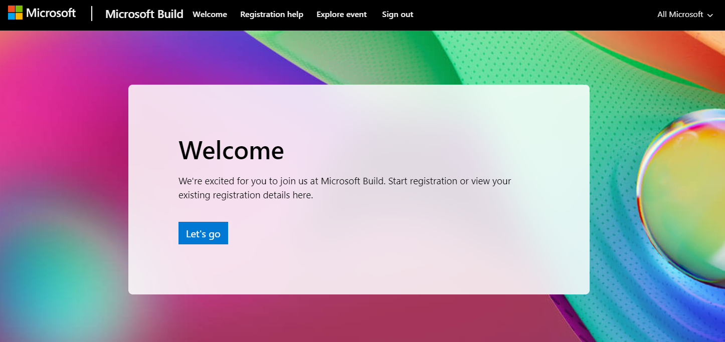 The Microsoft BUILD website